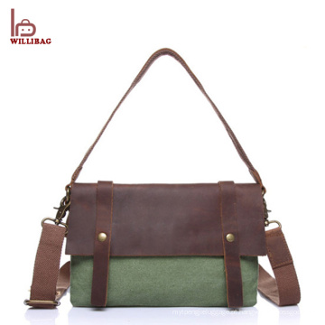 Mensageiro da lona de couro do vintage saco personalizado mens messenger bag